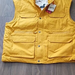 NWT Woolrich Mustard Yellow Utility Vest with Multiple Pockets